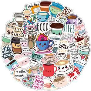 Cute Coffee Cup Stickers, 50PCS Funimost Vinyl Waterproof Stickers for Water Bottle Laptop, Scrapbook, Cups, Funny Coffee Accessorise Decals for Kids Teens Adults, Party Supplies Cute Coffee Cup Stickers, 50PCS Funimost Vinyl Waterproof Stickers for Water Bottle Laptop, Scrapbook, Cups, Funny Coffee Accessorise Decals for Kids Teens Adults, Party Supplies