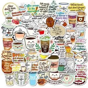50 Pcs Coffee Stickers, Vinyl Funny Quote Decals for Water Bottle, Laptop, Phone, Gift for Teens Adults Coffee Lovers 50 Pcs Coffee Stickers, Vinyl Funny Quote Decals for Water Bottle, Laptop, Phone, Gift for Teens Adults Coffee Lovers