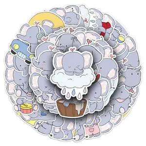 50PCSCartoon Animal Elephant Stickers for Laptop, Water Bottle, Vinyl Waterproof Decals for Computer, Scrapbooking, Journal,Durable Stickers for Teens, Girls (Colourful-1) 50PCSCartoon Animal Elephant Stickers for Laptop, Water Bottle, Vinyl Waterproof Decals for Computer, Scrapbooking, Journal,Durable Stickers for Teens, Girls (Colourful-1)