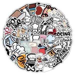 Chef Stickers |54Pcs Cook Cooker Waterproof Vinyl Decals | Peel and Stick waterproof sun-proof removable Reusable for Water Bottles Laptop Mobile Phone Skateboard Guitar Decoration Chef Stickers |54Pcs Cook Cooker Waterproof Vinyl Decals | Peel and Stick waterproof sun-proof removable Reusable for Water Bottles Laptop Mobile Phone Skateboard Guitar Decoration