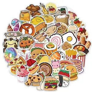 50PCS Cute Food Stickers Snacks and Desserts Sticker Pack | Cute Sticker for Kids Teens Adults, Waterproof Vinyl Stickers for Water Bottle Journal Party Favors Scrapbook Supplies 50PCS Cute Food Stickers Snacks and Desserts Sticker Pack | Cute Sticker for Kids Teens Adults, Waterproof Vinyl Stickers for Water Bottle Journal Party Favors Scrapbook Supplies