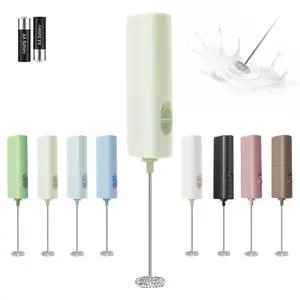 Handheld Milk Frother for Coffee, Battery-Operated Electric Whisk Drink Mixer for Latte, Matcha, Cappuccino & Protein Powder, Light Green(2 AA Batteries Not Included) Handheld Milk Frother for Coffee, Battery-Operated Electric Whisk Drink Mixer for Latte, Matcha, Cappuccino & Protein Powder, Light Green(2 AA Batteries Not Included)