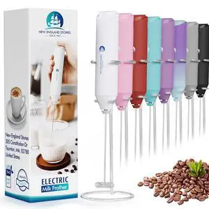 Powerful Milk Frother Handheld Foam Maker, Mini Whisk Drink Mixer for Coffee, Cappuccino, Latte, Matcha, Hot Chocolate, With Stand, White Powerful Milk Frother Handheld Foam Maker, Mini Whisk Drink Mixer for Coffee, Cappuccino, Latte, Matcha, Hot Chocolate, With Stand, White