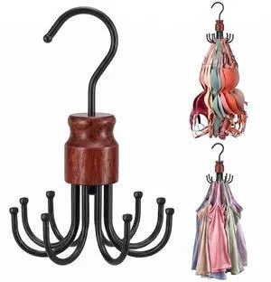 Bra Hanger for Closet Organizer, Wooden Tank Top Hangers Space Saving | 360° Rotating Bra Holder with 8 Hooks, Metal Foldable Hanger, Storage for Bras, Scarves, Belts, Underwear and More Bra Hanger for Closet Organizer, Wooden Tank Top Hangers Space Saving | 360° Rotating Bra Holder with 8 Hooks, Metal Foldable Hanger, Storage for Bras, Scarves, Belts, Underwear and More