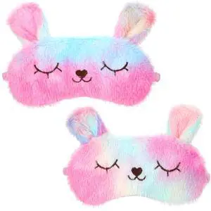 Plush Eye Mask, 2 Pcs Cute Rabbit Kids Sleep Mask | Soft Colorful Kids Eye Mask for Sleeping Comfortable Funny Animal Eyeshade Cover for Women Home Travel Nap Sleepover Party Plush Eye Mask, 2 Pcs Cute Rabbit Kids Sleep Mask | Soft Colorful Kids Eye Mask for Sleeping Comfortable Funny Animal Eyeshade Cover for Women Home Travel Nap Sleepover Party