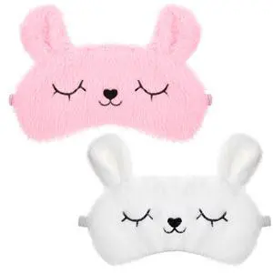 Kids Sleep Mask, 2 Pcs Cute Rabbit Plush Eye Mask Soft Comfortable | Kids Eye Mask for Sleeping Funny Animal Eyeshade Cover for Women Girls Home Travel Nap Sleepover Party (White, Pink) Kids Sleep Mask, 2 Pcs Cute Rabbit Plush Eye Mask Soft Comfortable | Kids Eye Mask for Sleeping Funny Animal Eyeshade Cover for Women Girls Home Travel Nap Sleepover Party (White, Pink)