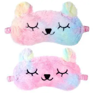 2 PCS Sleep Mask, Cute Plush Panda Eye Mask for Sleeping, Soft Sleep Masks Comfortable Funny Animal Sleeping Eye Cover for Home Travel Gift (Purple and Pink) 2 PCS Sleep Mask, Cute Plush Panda Eye Mask for Sleeping, Soft Sleep Masks Comfortable Funny Animal Sleeping Eye Cover for Home Travel Gift (Purple and Pink)