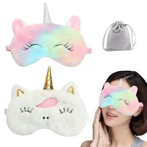 2 Pcs Cute Sleep Mask Cute Animal Sleep Mask Soft Plush Blindfold Eye Covers for Women Girls Kids 2 Pcs Cute Sleep Mask Cute Animal Sleep Mask Soft Plush Blindfold Eye Covers for Women Girls Kids