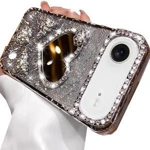 Glitter Mirror Case for iPhone Air, Cute Girly Luxury Diamond Heart Makeup Mirror 3D Butterfly Bling Sparkly Rhinestones TPU Bumper Shockproof Women Girls Cover for iPhone 17 Air 6.5", Silver Glitter Mirror Case for iPhone Air, Cute Girly Luxury Diamond Heart Makeup Mirror 3D Butterfly Bling Sparkly Rhinestones TPU Bumper Shockproof Women Girls Cover for iPhone 17 Air 6.5", Silver