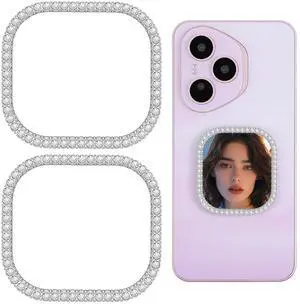2Pcs Phone Mirror Stick On Adhesive, Square Silver Zinc Alloy Bling Mirrors Decal for Phone Case Back, Portable Makeup Compact Cellphone Charm 2Pcs Phone Mirror Stick On Adhesive, Square Silver Zinc Alloy Bling Mirrors Decal for Phone Case Back, Portable Makeup Compact Cellphone Charm