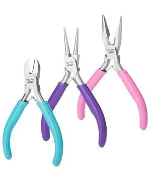 Pliers for Jewelry Making, 3 Pack, Chain Nose | Round Nose Pliers Set and Wire Cutter for Beading, Wire Wrapping, Jump Rings, Jewelry Repair, Crafting, DIY Pliers for Jewelry Making, 3 Pack, Chain Nose | Round Nose Pliers Set and Wire Cutter for Beading, Wire Wrapping, Jump Rings, Jewelry Repair, Crafting, DIY