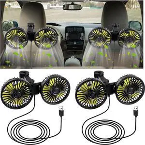 2 Pcs Dual Car Seat Fans for Portable USB Backseat Cooling 12v Headrest 360 Degree Rotatable Fan Powerful Electric Air Circulation for Vehicles Suv(USB Style) 2 Pcs Dual Car Seat Fans for Portable USB Backseat Cooling 12v Headrest 360 Degree Rotatable Fan Powerful Electric Air Circulation for Vehicles Suv(USB Style)