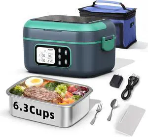 6.3 Cups Cordless Electric Lunch Box for Adults, 27,000mAh 100W Rechargeable Battery Powered Automatic Scheduled Heated Lunchbox, Rapid Heating Portable Food Warmer BPA Free for Hot Meals Anywhere 6.3 Cups Cordless Electric Lunch Box for Adults, 27,000mAh 100W Rechargeable Battery Powered Automatic Scheduled Heated Lunchbox, Rapid Heating Portable Food Warmer BPA Free for Hot Meals Anywhere
