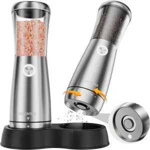 Electric Salt and Pepper Grinder Set - Automatic Stainless Steel Rechargeable Salt and Pepper Grinder Set with Storage Base, Large Capacity, LED Light & Adjustable Coarseness, Ideal Kitchen Gadget Electric Salt and Pepper Grinder Set - Automatic Stainless Steel Rechargeable Salt and Pepper Grinder Set with Storage Base, Large Capacity, LED Light & Adjustable Coarseness, Ideal Kitchen Gadget