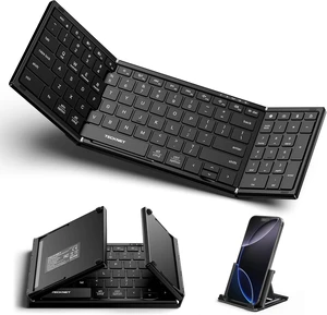 Wireless Foldable Bluetooth Keyboard Rechargeable Portable Full-Size Travel Keyboard with Number Pad, Connect Up to 3 Devices for iPad, Tablet, Smartphone, Laptop & PC, Windows/iOS/Android Wireless Foldable Bluetooth Keyboard Rechargeable Portable Full-Size Travel Keyboard with Number Pad, Connect Up to 3 Devices for iPad, Tablet, Smartphone, Laptop & PC, Windows/iOS/Android