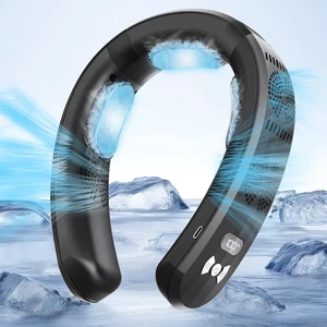 Portable Neck Air Conditioner Fan Bladeless Limited Version Neck Fan with LED, Rechargeable Personal Fan, 3 Latest Cooler Plates, Quiet & Lightweight, Black Portable Neck Air Conditioner Fan Bladeless Limited Version Neck Fan with LED, Rechargeable Personal Fan, 3 Latest Cooler Plates, Quiet & Lightweight, Black