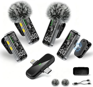 4-Pack Wireless Mini Lavalier Microphones for iPhone, Android & iPad Noise Reduction & LED Digital Display, Magnetic Mini Mic for Video Recording, Vlogging, YouTube, Podcast & Interview 4-Pack Wireless Mini Lavalier Microphones for iPhone, Android & iPad Noise Reduction & LED Digital Display, Magnetic Mini Mic for Video Recording, Vlogging, YouTube, Podcast & Interview