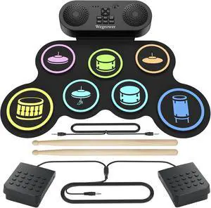 7-Pad Electronic Drum Set for Kids | Portable, Built-in Speaker & Headphone Jack, For Beginners Toddlers 3-5, Includes Pedals & Drumsticks 7-Pad Electronic Drum Set for Kids | Portable, Built-in Speaker & Headphone Jack, For Beginners Toddlers 3-5, Includes Pedals & Drumsticks