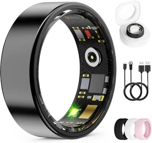 IP68 Waterproof Smart Ring Health Tracker for Women & Men Heart Rate, Blood Oxygen & Blood Pressure, Sleep Tracking for iPhone & Android, No APP Fee (Black, 11#) IP68 Waterproof Smart Ring Health Tracker for Women & Men Heart Rate, Blood Oxygen & Blood Pressure, Sleep Tracking for iPhone & Android, No APP Fee (Black, 11#)