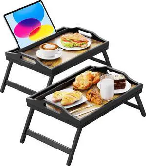2 Pack Breakfast in Bed Tray for Eating, 16.92 x 12.6 Inch Bed Table Tray with Folding Legs & Handles, Bamboo Food Lap Trays Fits for Adult Kids Eating/TV/Surgery Recovery by . Set of 2 2 Pack Breakfast in Bed Tray for Eating, 16.92 x 12.6 Inch Bed Table Tray with Folding Legs & Handles, Bamboo Food Lap Trays Fits for Adult Kids Eating/TV/Surgery Recovery by . Set of 2
