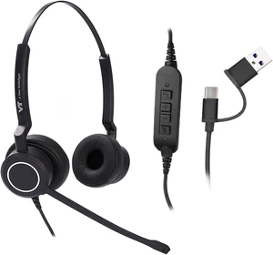 Wired UC Headset with 2-Mic AI Noise-Cancelling Work Headphones with USB-C/A for PC/Laptop/IP Phones, MS Teams, Genesys, 3CX, Bria, Avaya Workplace, Cisco Jabber, GoogleMeet, Zoom (Binaural) Wired UC Headset with 2-Mic AI Noise-Cancelling Work Headphones with USB-C/A for PC/Laptop/IP Phones, MS Teams, Genesys, 3CX, Bria, Avaya Workplace, Cisco Jabber, GoogleMeet, Zoom (Binaural)