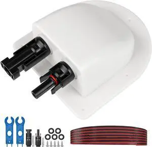 Solar Cable Entry Gland with 10Awg Copper Solar Cable and Solar Connector UV Resistance Dual Cable Entry Housing for Solar RV Boats Yacht Roofs (White 20FT) Solar Cable Entry Gland with 10Awg Copper Solar Cable and Solar Connector UV Resistance Dual Cable Entry Housing for Solar RV Boats Yacht Roofs (White 20FT)