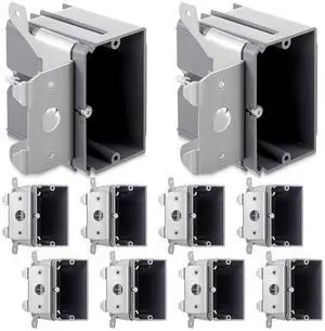 10 Pack 1-Gang Adjustable Square Plastic Electrical Outlet Box, Etl Listed, 21 Cubic Inch PVC Single Gang Junction Box for Home Improvement, Construction, Flexible Installation, Gray 10 Pack 1-Gang Adjustable Square Plastic Electrical Outlet Box, Etl Listed, 21 Cubic Inch PVC Single Gang Junction Box for Home Improvement, Construction, Flexible Installation, Gray