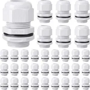 100 Pcs 3/4" NPT Grey Nylon Cable Gland, Waterproof IP68 PA68 Adjustable Locknut Cable Diameter Waterproof Connectors Cord Grip 100 Pcs 3/4" NPT Grey Nylon Cable Gland, Waterproof IP68 PA68 Adjustable Locknut Cable Diameter Waterproof Connectors Cord Grip