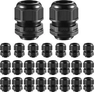 25 PCS 1"(17-25mm) NPT Nylon Cable Gland Joints with Gaskets, IP68 Adjustable Lock Nut Strain Relief Cord Grip Waterproof Cable Glands - UL Listed and RoHS Compliant 25 PCS 1"(17-25mm) NPT Nylon Cable Gland Joints with Gaskets, IP68 Adjustable Lock Nut Strain Relief Cord Grip Waterproof Cable Glands - UL Listed and RoHS Compliant