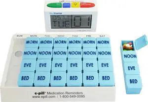 e-Pill 4 Times a Day x 7 Day Large Weekly Pill Organizer, Vitamin, and Medicine Pillbox - with 4 Alarm Talking Reminder e-Pill 4 Times a Day x 7 Day Large Weekly Pill Organizer, Vitamin, and Medicine Pillbox - with 4 Alarm Talking Reminder