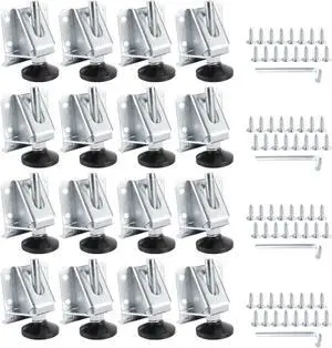 Leveling Feet 16PK, Heavy Duty Adjustable Furniture Leg Levelers with Nylon Foot, Screws & Lock Nuts for Workbenches, Cabinets, Tables & Shelving (71136-P4) Leveling Feet 16PK, Heavy Duty Adjustable Furniture Leg Levelers with Nylon Foot, Screws & Lock Nuts for Workbenches, Cabinets, Tables & Shelving (71136-P4)