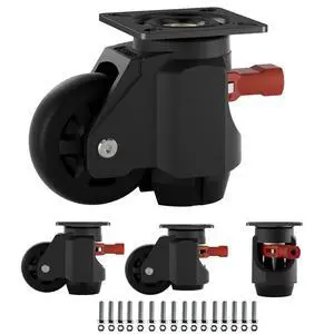 Heavy Duty Leveling Casters Set of 4, 1400LBS Load Capacity Adjustable Leveling Feet, Retractable Swivel Industrial Plate Casters for Workbench, Machine, Equipment & Furniture, 2.5 Inch, T70 Heavy Duty Leveling Casters Set of 4, 1400LBS Load Capacity Adjustable Leveling Feet, Retractable Swivel Industrial Plate Casters for Workbench, Machine, Equipment & Furniture, 2.5 Inch, T70