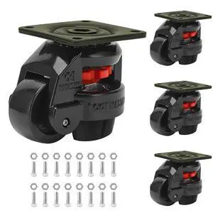 Heavy Duty Leveling Casters,Leveling Machine Casters with Rubber Pad,FM-100F Plate Mounted Retractable Workbench Caster,Leveling Feet Wheels,Loading Capacity 6600 lbs, Pack of 4(Blck-3 INCH) Heavy Duty Leveling Casters,Leveling Machine Casters with Rubber Pad,FM-100F Plate Mounted Retractable Workbench Caster,Leveling Feet Wheels,Loading Capacity 6600 lbs, Pack of 4(Blck-3 INCH)