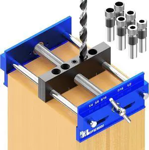 Upgraded 6.7 inch Self Centering Doweling Jig Kit, Drill Jig For Straight Holes Biscuit Joiner Set With 6 Drill Guide Bushings, Adjustable Width Drilling Guide Tool Accessory Jigs (Blue) Upgraded 6.7 inch Self Centering Doweling Jig Kit, Drill Jig For Straight Holes Biscuit Joiner Set With 6 Drill Guide Bushings, Adjustable Width Drilling Guide Tool Accessory Jigs (Blue)
