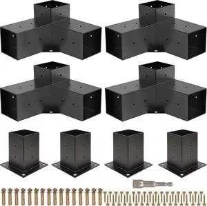 Pergola Kit, Pergola Brackets 3-Way Right Angle Corner Bracket Woodworks DIY Post Base Kit, Wooden Beams for Gazebos Patio Pergolas Log Cabin Pergola Kit, Pergola Brackets 3-Way Right Angle Corner Bracket Woodworks DIY Post Base Kit, Wooden Beams for Gazebos Patio Pergolas Log Cabin