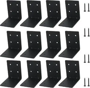 12-Pack 4"x4"x3-1/8 Heavy Duty Steel Corner Bracket, L Right Angle Bracket, Thickness 0.11"(3mm), Metal Corner Brace for Metal Joint Timber Connector Shelves Wood Furniture Support, with 96 Screws 12-Pack 4"x4"x3-1/8 Heavy Duty Steel Corner Bracket, L Right Angle Bracket, Thickness 0.11"(3mm), Metal Corner Brace for Metal Joint Timber Connector Shelves Wood Furniture Support, with 96 Screws