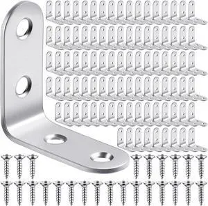 100 Pcs L Shaped Bracket Corner Brace Stainless Steel 90 Degree Corner Brace Heavy Duty Right Angle Bracket for Wood Furniture Chair Drawer Cabinet with Screws (1.57 x 1.57 Inch) 100 Pcs L Shaped Bracket Corner Brace Stainless Steel 90 Degree Corner Brace Heavy Duty Right Angle Bracket for Wood Furniture Chair Drawer Cabinet with Screws (1.57 x 1.57 Inch)