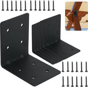 6-Pack 4"x4"x3-1/8 Heavy Duty Steel Corner Bracket, L Right Angle Bracket, Thickness 0.11"(3mm), Metal Corner Brace for Metal Joint Timber Connector Shelves Wood Furniture Support, with 48 Screws 6-Pack 4"x4"x3-1/8 Heavy Duty Steel Corner Bracket, L Right Angle Bracket, Thickness 0.11"(3mm), Metal Corner Brace for Metal Joint Timber Connector Shelves Wood Furniture Support, with 48 Screws