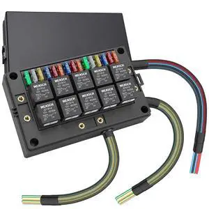 12V Relay Box 15 Way Fuse Relay Box, with Pre-Wired, 10 Relays and 15 ATC/ATO Blade Fuses, 5 Pin Relay Block and Kit, for Automotive Car Marine Truck Boat 12V Relay Box 15 Way Fuse Relay Box, with Pre-Wired, 10 Relays and 15 ATC/ATO Blade Fuses, 5 Pin Relay Block and Kit, for Automotive Car Marine Truck Boat