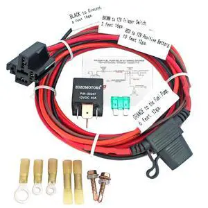 Electric Fuel Pump Relay Kit Fuel Pump Wiring Harness Bypass 40 AMP Waterproof Switch Heavy Duty Long Wires Universal Fit 12V System P/N 30247 Electric Fuel Pump Relay Kit Fuel Pump Wiring Harness Bypass 40 AMP Waterproof Switch Heavy Duty Long Wires Universal Fit 12V System P/N 30247