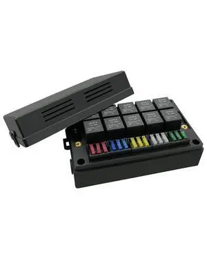 12V Fuse Relay Box with 15 Fuse Slots & 10 Relay Slots for 4/5 Pin Relays 12V Fuse Relay Box with 15 Fuse Slots & 10 Relay Slots for 4/5 Pin Relays