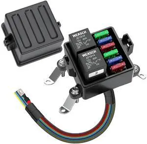 12V 6 Way Pre-Wired Waterproof Fuse Relay Box, 2 Relays and 6 ATC/ATO Blade Fuses, 5-Pin 40A Relay Block and Kit, for Cars Truck Marine Boat Jeep 12V 6 Way Pre-Wired Waterproof Fuse Relay Box, 2 Relays and 6 ATC/ATO Blade Fuses, 5-Pin 40A Relay Block and Kit, for Cars Truck Marine Boat Jeep
