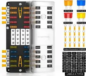 16 Way Circuit Fuse Block with Positive and Negative Bus Bar 12V 24V Blade Holder ATC/ATO Standard Fuse Box w/Waterproof Cover for Trailer Truck Automotive Cars RV Snowmobile Pickup Camper Van 16 Way Circuit Fuse Block with Positive and Negative Bus Bar 12V 24V Blade Holder ATC/ATO Standard Fuse Box w/Waterproof Cover for Trailer Truck Automotive Cars RV Snowmobile Pickup Camper Van
