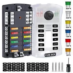 300A 12 Way Blade Fuse Block, Waterproof 12 Circuits Boat Fuse Box Panel with Dual Positive Power Inputs and Negative Bus, Standard ATC/ATO Fuse Holder with LED Indicator, for 12V/24V Car Truck Marine 300A 12 Way Blade Fuse Block, Waterproof 12 Circuits Boat Fuse Box Panel with Dual Positive Power Inputs and Negative Bus, Standard ATC/ATO Fuse Holder with LED Indicator, for 12V/24V Car Truck Marine