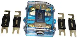 300A ANL Dual Digital Gold Plated ANL Distribution Block 0-4 Ga Fuse Holder 12-24V Input Voltage Display 300A ANL Dual Digital Gold Plated ANL Distribution Block 0-4 Ga Fuse Holder 12-24V Input Voltage Display
