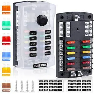 Upgraded 300A 12 Way Blade Fuse Block Fuse Box with 2 Positive Power Inputs Negative Bus, 12 Circuit Fuse Holder ATC/ATO Fuse Block Panel with LED Indicator for 12V/24V Car Truck Boat Marine Upgraded 300A 12 Way Blade Fuse Block Fuse Box with 2 Positive Power Inputs Negative Bus, 12 Circuit Fuse Holder ATC/ATO Fuse Block Panel with LED Indicator for 12V/24V Car Truck Boat Marine