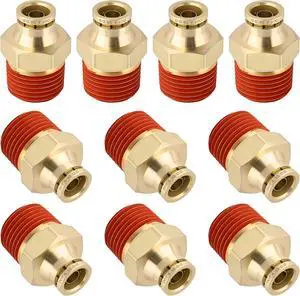 3/8" Quick Push to Connect Fittings Brass Union Straight Joint DOT Approved 3/8" Tube OD x 1/2" NPT Thread Air Line Adapter Air Suspension Kit for Truck Trailers and Air Brake System 10pcs 3/8" Quick Push to Connect Fittings Brass Union Straight Joint DOT Approved 3/8" Tube OD x 1/2" NPT Thread Air Line Adapter Air Suspension Kit for Truck Trailers and Air Brake System 10pcs