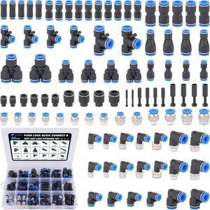 94 Pcs Quick Connect Air Line Fittings Kit Pneumatic Push Lock Air Fittings 1/8",1/4",3/8" Push to Connect & NPT Thread Air Hose Fittings Quick Release Airline Fitting Kit 94 Pcs Quick Connect Air Line Fittings Kit Pneumatic Push Lock Air Fittings 1/8",1/4",3/8" Push to Connect & NPT Thread Air Hose Fittings Quick Release Airline Fitting Kit