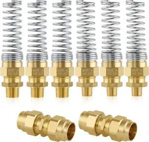 8PCS Air Brake Hose End Connector Set, 3/8 Male x 1/2 Hose, 1/2 x 1/2", 2PCS 1/2 Union Tube, Air Brake Hose End Fitting with Spring for Semi Truck 8PCS Air Brake Hose End Connector Set, 3/8 Male x 1/2 Hose, 1/2 x 1/2", 2PCS 1/2 Union Tube, Air Brake Hose End Fitting with Spring for Semi Truck