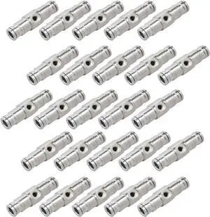 25pcs Nickel Plated Brass Push to Connect Fitting For High Pressure Misting System, Misting Coupling Slip Lock (One Hole), 1/4" Tube OD, Straight Union 25pcs Nickel Plated Brass Push to Connect Fitting For High Pressure Misting System, Misting Coupling Slip Lock (One Hole), 1/4" Tube OD, Straight Union